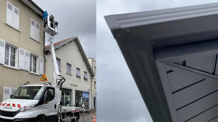 Chéneaux en cuivre avec patine naturelle sur un bâtiment historique du centre de Colmar