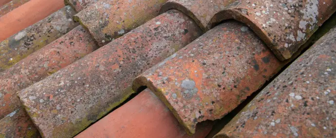 Couvreur réparant des tuiles cassées sur une maison de Colmar après une tempête